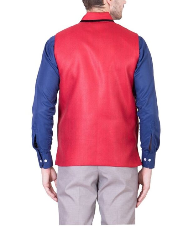 JetFire Red Solid Men's Jute Waistcoat