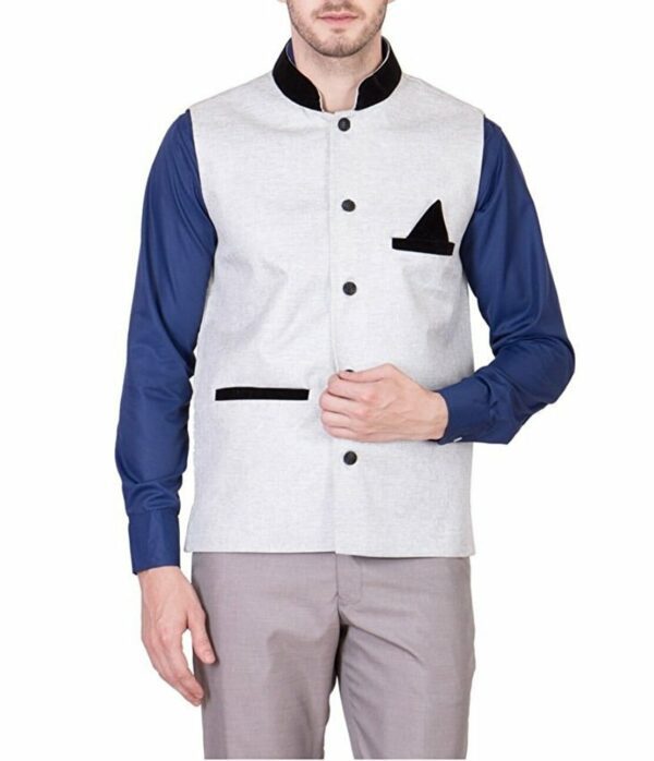 JetFire Solid White Men's Jute Waistcoat