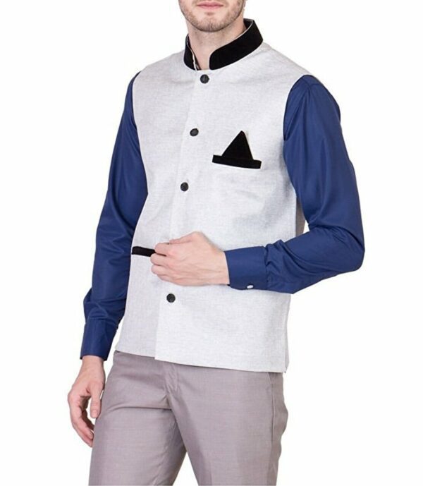 JetFire Solid White Men's Jute Waistcoat