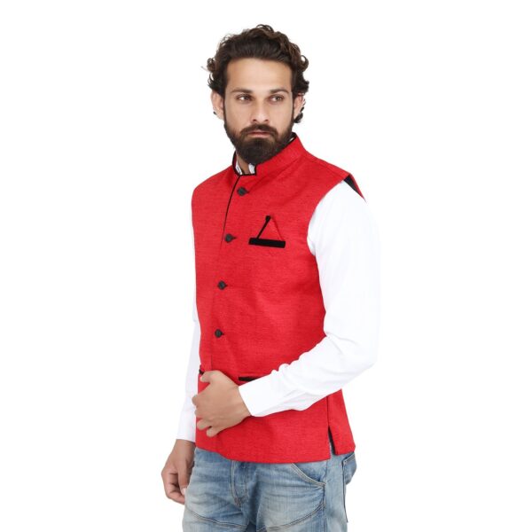 JetFire Solid Red Men's Velvet Waistcoat