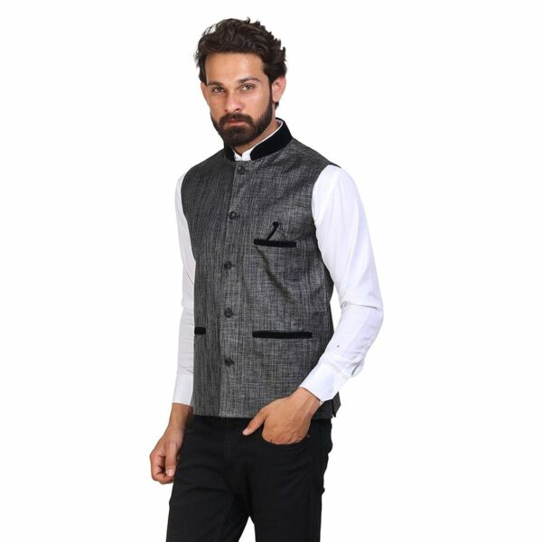 JetFire Solid Grey Men's Jute Waistcoat