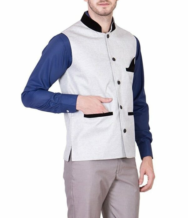JetFire Solid White Men's Jute Waistcoat