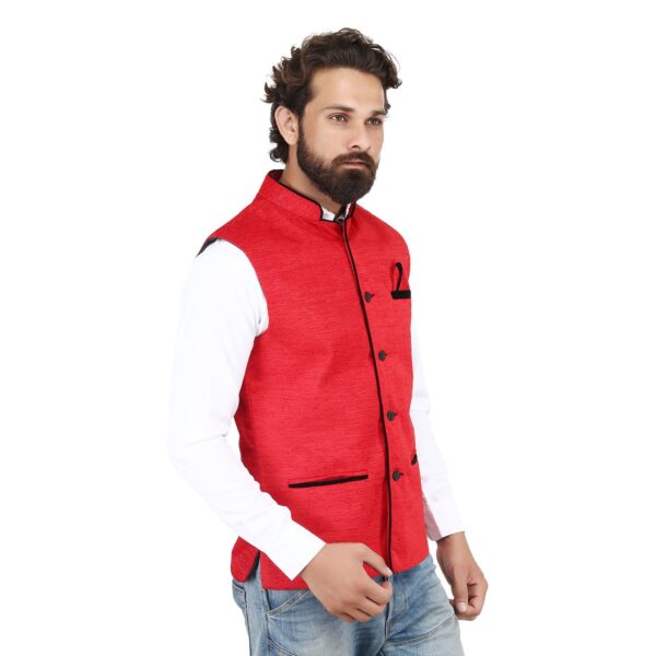 JetFire Solid Red Men's Velvet Waistcoat
