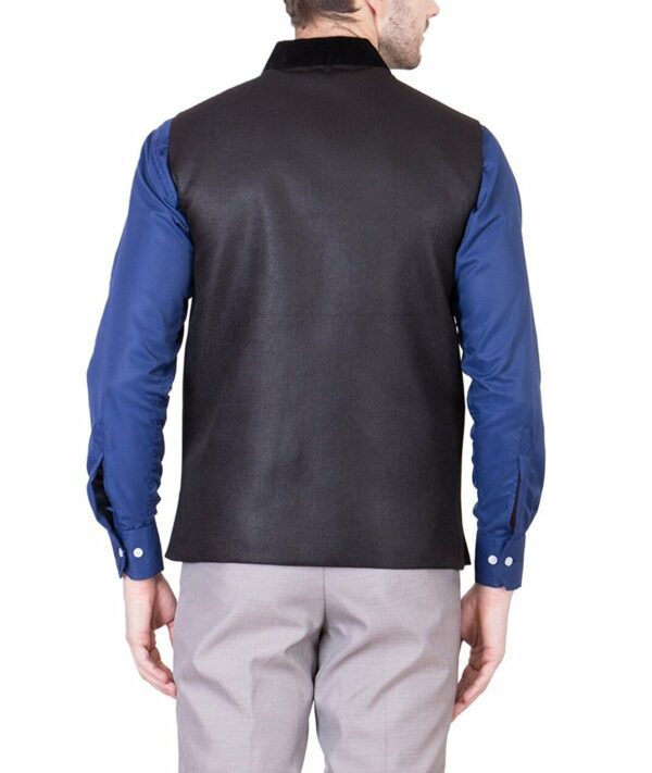 JetFire Solid Black Men's Jute Waistcoat