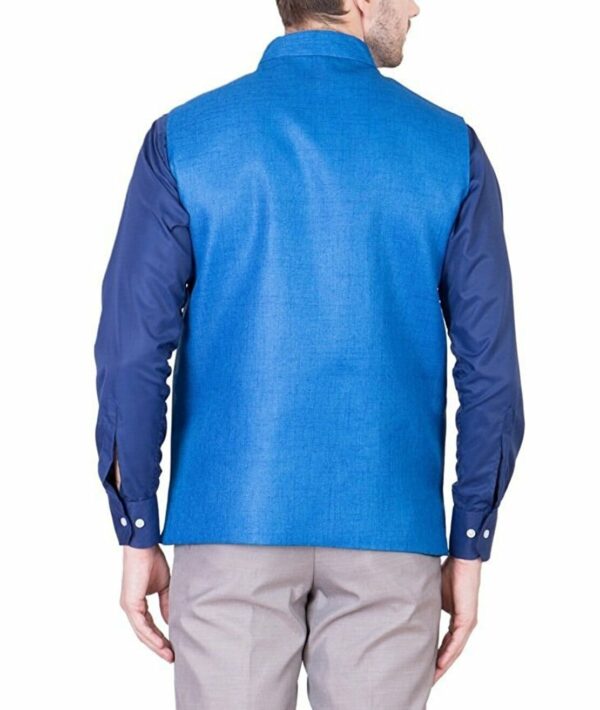 JetFire Solid Blue Men's Jute Waistcoat