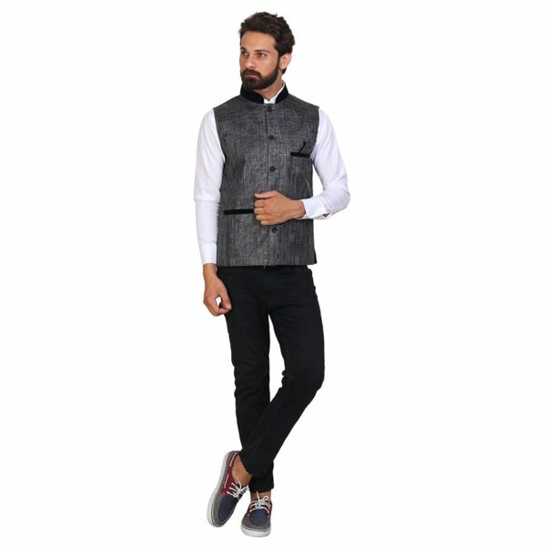 JetFire Solid Grey Men's Jute Waistcoat