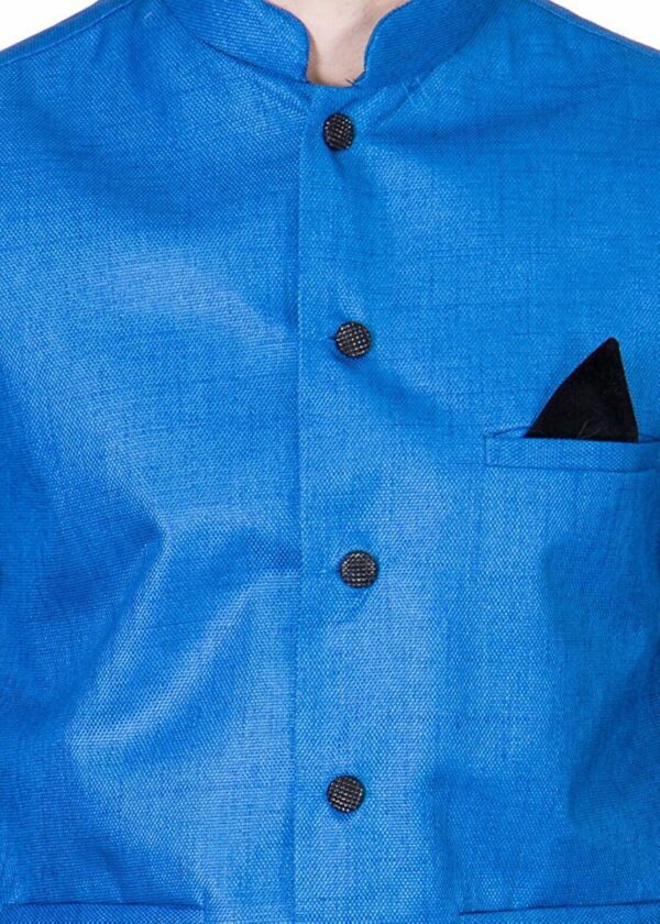 JetFire Solid Blue Men's Jute Waistcoat