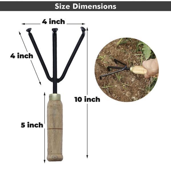 Garden Hand Cultivator with Wooden Handle
